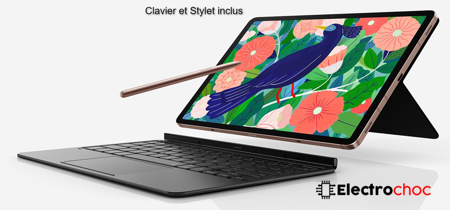 Samsung Galaxy Tab S7+ 12.4'' 128 Go Avec Clavier et Stylet inclus -  SM-T970NZKYXAC